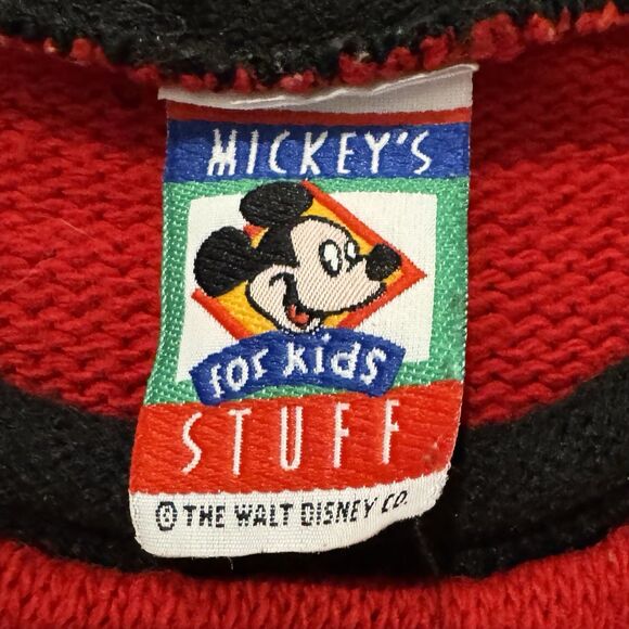 Vintage 90s Disney Mickey Minnie Mouse Sweater Kids Medium 7/9 Red Knit Retro - Picture 3 of 8